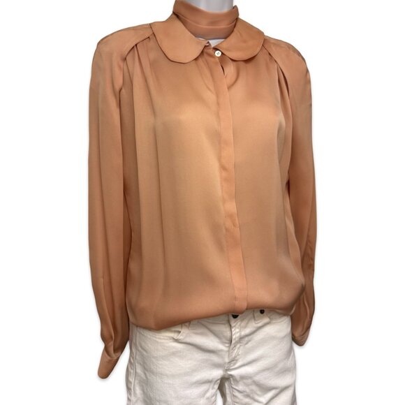 Vintage Giorgio Armani Italian Silk Blouse with Peter Pan Collar - Size Small - Picture 2 of 16